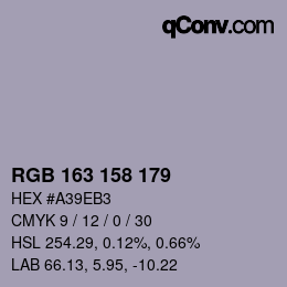 颜色代码: RGB 163 158 179 | qconv.com