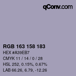 Color code: RGB 163 158 183 | qconv.com