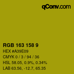 Color code: RGB 163 158 9 | qconv.com
