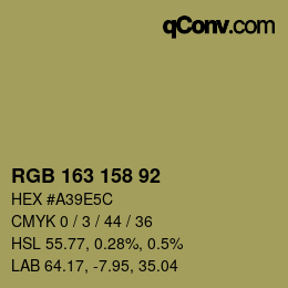 颜色代码: RGB 163 158 92 | qconv.com