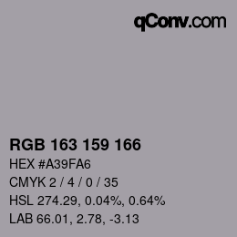 Color code: RGB 163 159 166 | qconv.com