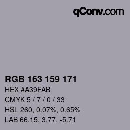 Color code: RGB 163 159 171 | qconv.com