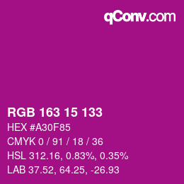 Color code: RGB 163 15 133 | qconv.com