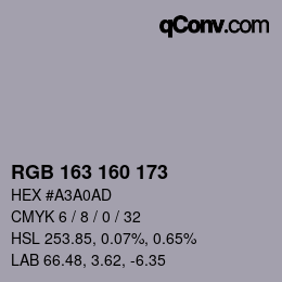 Color code: RGB 163 160 173 | qconv.com