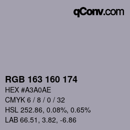 Color code: RGB 163 160 174 | qconv.com