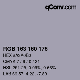 Color code: RGB 163 160 176 | qconv.com