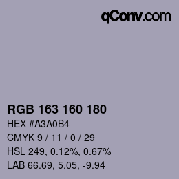 Color code: RGB 163 160 180 | qconv.com