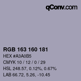 Color code: RGB 163 160 181 | qconv.com
