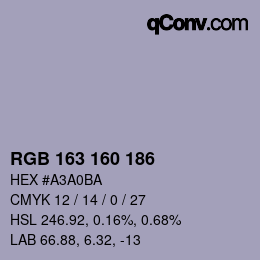 Color code: RGB 163 160 186 | qconv.com