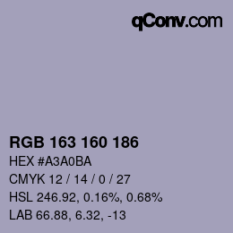 Color code: RGB 163 160 186 | qconv.com