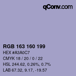 Color code: RGB 163 160 199 | qconv.com