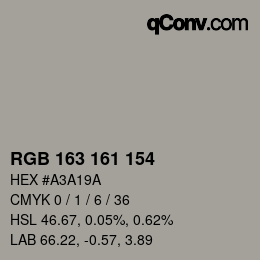Code couleur: RGB 163 161 154 | qconv.com