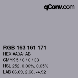 Color code: RGB 163 161 171 | qconv.com