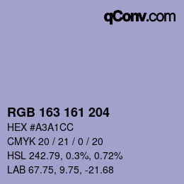 Color code: RGB 163 161 204 | qconv.com