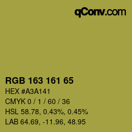 Color code: RGB 163 161 65 | qconv.com