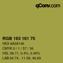 Color code: RGB 163 161 70 | qconv.com