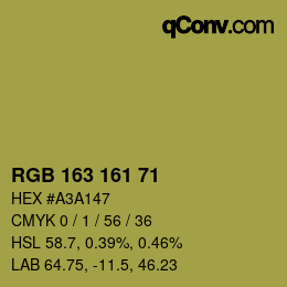 Color code: RGB 163 161 71 | qconv.com