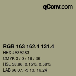 カラーコード: RGB 163 162.4 131.4 | qconv.com