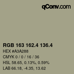 カラーコード: RGB 163 162.4 136.4 | qconv.com