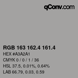 カラーコード: RGB 163 162.4 161.4 | qconv.com