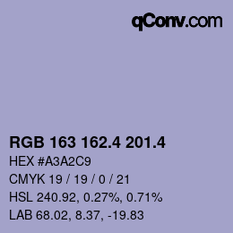 カラーコード: RGB 163 162.4 201.4 | qconv.com