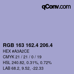 カラーコード: RGB 163 162.4 206.4 | qconv.com