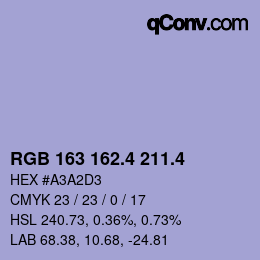 カラーコード: RGB 163 162.4 211.4 | qconv.com