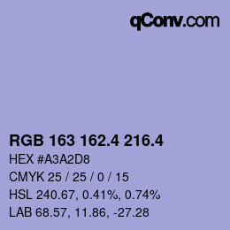 カラーコード: RGB 163 162.4 216.4 | qconv.com