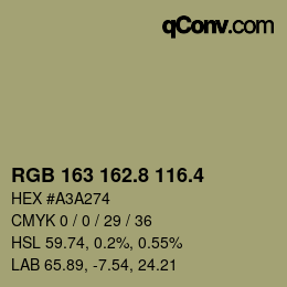 カラーコード: RGB 163 162.8 116.4 | qconv.com