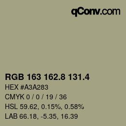 カラーコード: RGB 163 162.8 131.4 | qconv.com