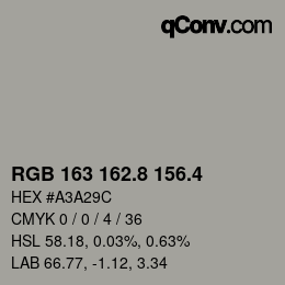 カラーコード: RGB 163 162.8 156.4 | qconv.com