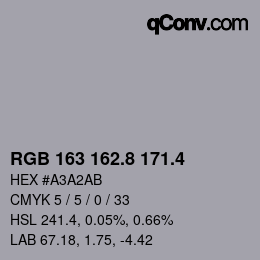 カラーコード: RGB 163 162.8 171.4 | qconv.com