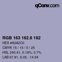 カラーコード: RGB 163 162.8 192 | qconv.com
