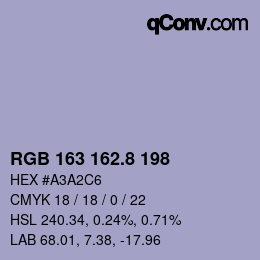 カラーコード: RGB 163 162.8 198 | qconv.com