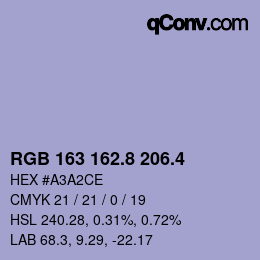 カラーコード: RGB 163 162.8 206.4 | qconv.com