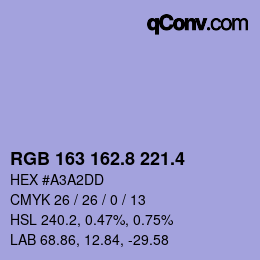 カラーコード: RGB 163 162.8 221.4 | qconv.com