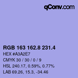 カラーコード: RGB 163 162.8 231.4 | qconv.com