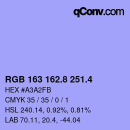 カラーコード: RGB 163 162.8 251.4 | qconv.com