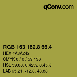 カラーコード: RGB 163 162.8 66.4 | qconv.com