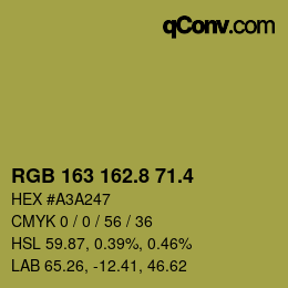 カラーコード: RGB 163 162.8 71.4 | qconv.com