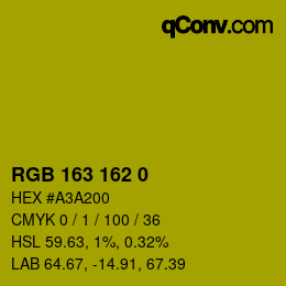 颜色代码: RGB 163 162 0 | qconv.com