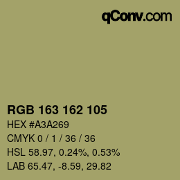 Color code: RGB 163 162 105 | qconv.com