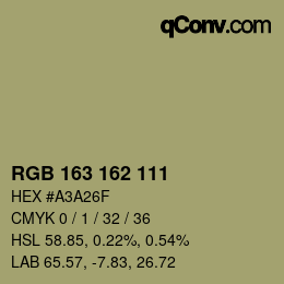 カラーコード: RGB 163 162 111 | qconv.com