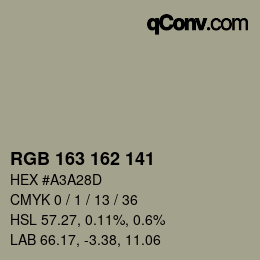 Color code: RGB 163 162 141 | qconv.com