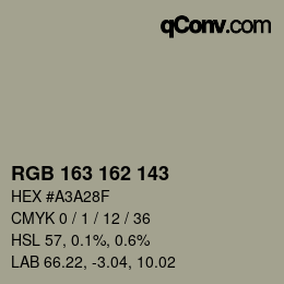 Color code: RGB 163 162 143 | qconv.com