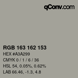 Color code: RGB 163 162 153 | qconv.com