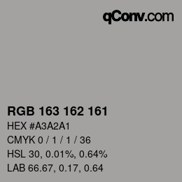 Farbcode: RGB 163 162 161 | qconv.com