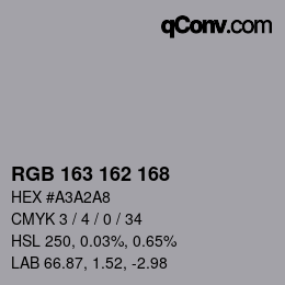 Color code: RGB 163 162 168 | qconv.com