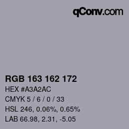 Color code: RGB 163 162 172 | qconv.com