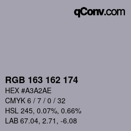 カラーコード: RGB 163 162 174 | qconv.com